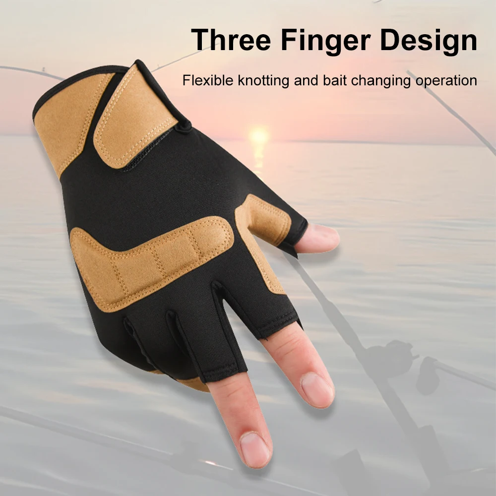 1Pair Winter Fishing Gloves 3-finger Waterproof Finger Palm Protection Gloves Men Women Warm Fish Angling Gardening Gloves