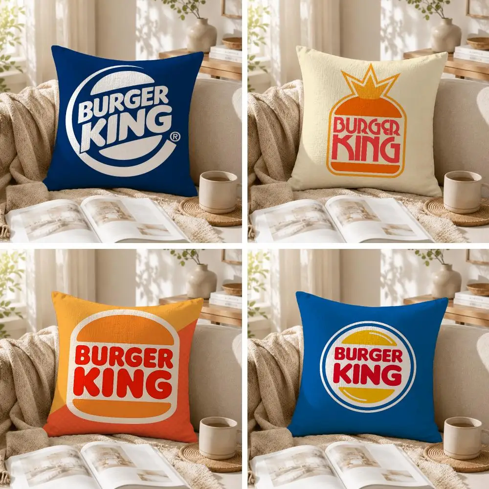 B-Burger King Funny Classic Cushion Cover Natural Linen Organic Fabric Double-Sided Printing Sofa Home Decor Gift Pillow Case