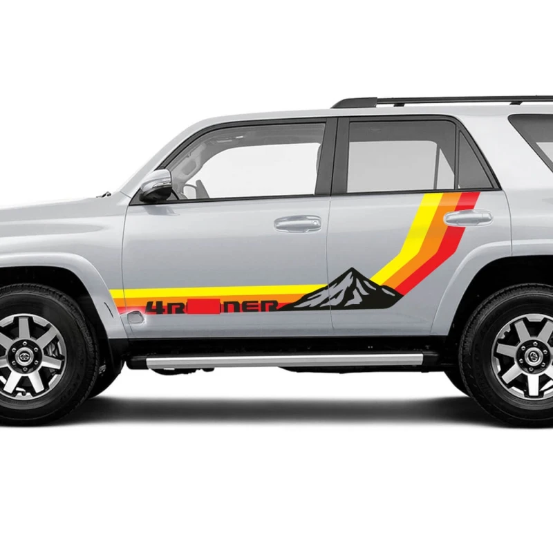 Car Vinyl Stickers graphics Outline Map Side Doo For Toyota 4Runner School Sunset Mountains stripe Decals