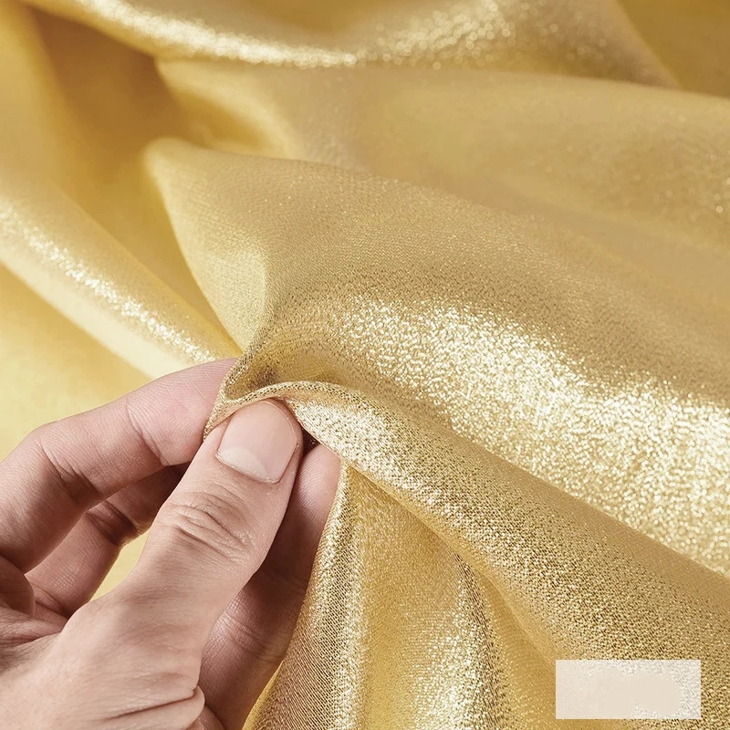 Bright Silk Fabric Gold Silver Light Thin Reflective Wear-resistant Performance Suit Fashion Apparel Sewing Cloth Meters