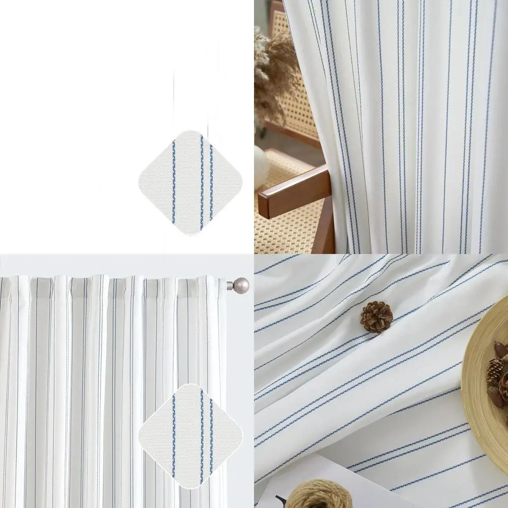

Modern Striped Linen-Look Curtains, 108 Length, Privacy & Light Filtering, 2 Panels for Living Room & Bedroom
