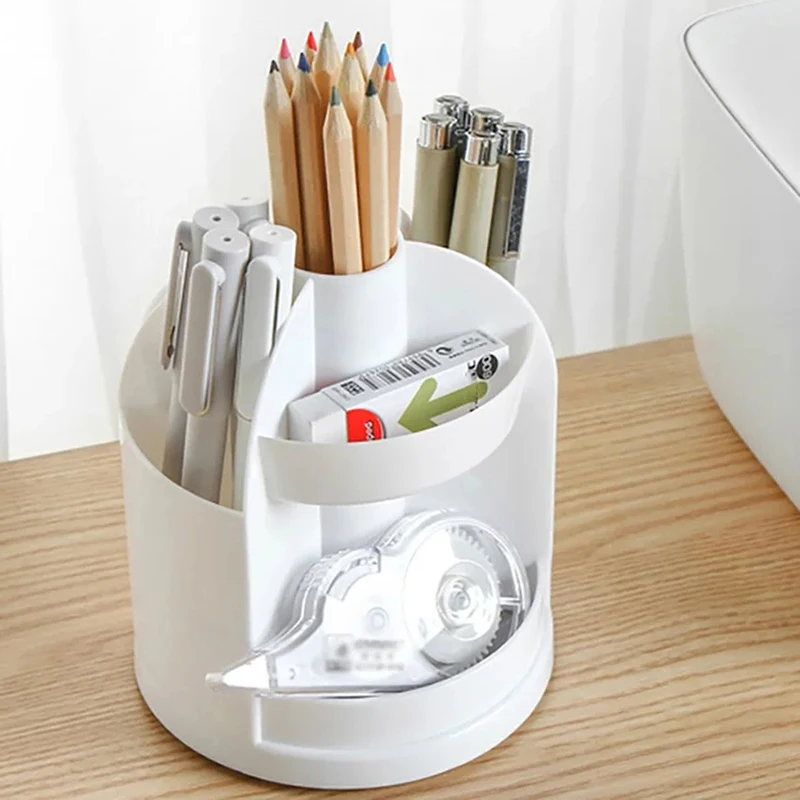 Multi-functional Rotation Large Capacity Pen Holder Pencil Makeup Storage Box Desktop Organizer Stand Case School Office