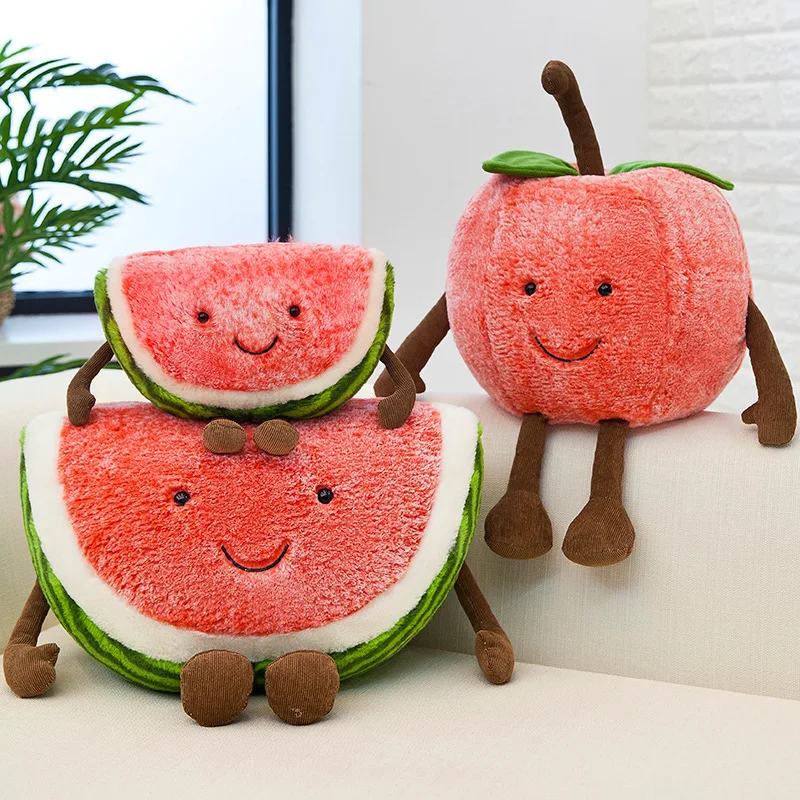 Simulation Fruit Plushies Home Office Car Decorations Children Gifts Stuffed Pillow Plush Watermelon Cherry Toys