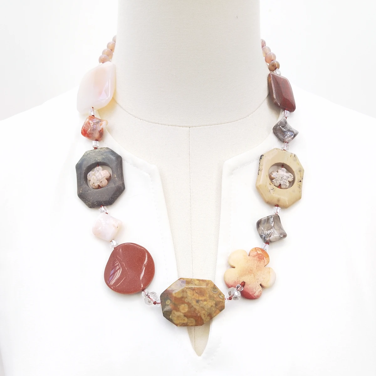 

Lii Ji Real Stone Jasper Agate Mookaite Crystal Necklace 62cm Stock Sale Women Jewelry Gift