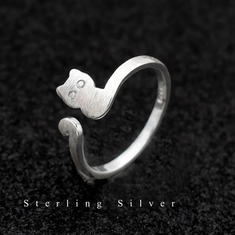

Buyee 925 Sterling Silver Fashion Ring Finger Elegant Cat Animal Open Ring for Women Girl Fashion Party Fine Jewelry Circle