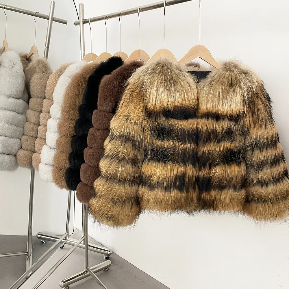 OFTBUY Real Fur Coat Winter Women Luxury Thick Real Raccoon Fur Clothes New Natural Fox Fur Jacket Furry Jackets Female Luxury