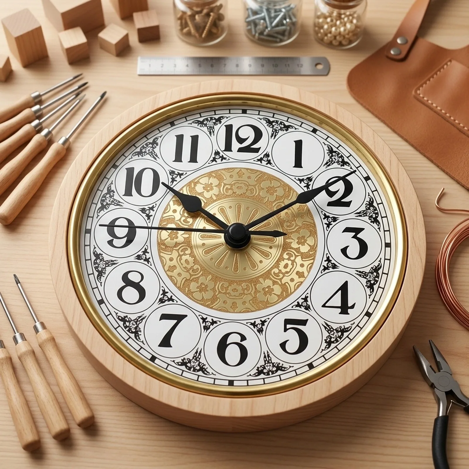 Home Decor Quartz Clock Insert Gold Colored Trim Metal 70MM DIY Festival Wedding Movement Precision Replacement