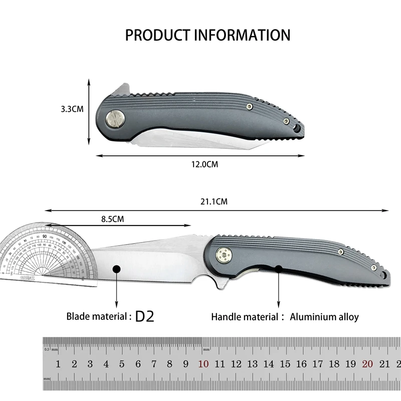 Bok D2 Folding Knife Tactical Survival Rescue Hunting Aluminum Alloy Handle Hunting Self Defense Convenient EDC Folding Knife