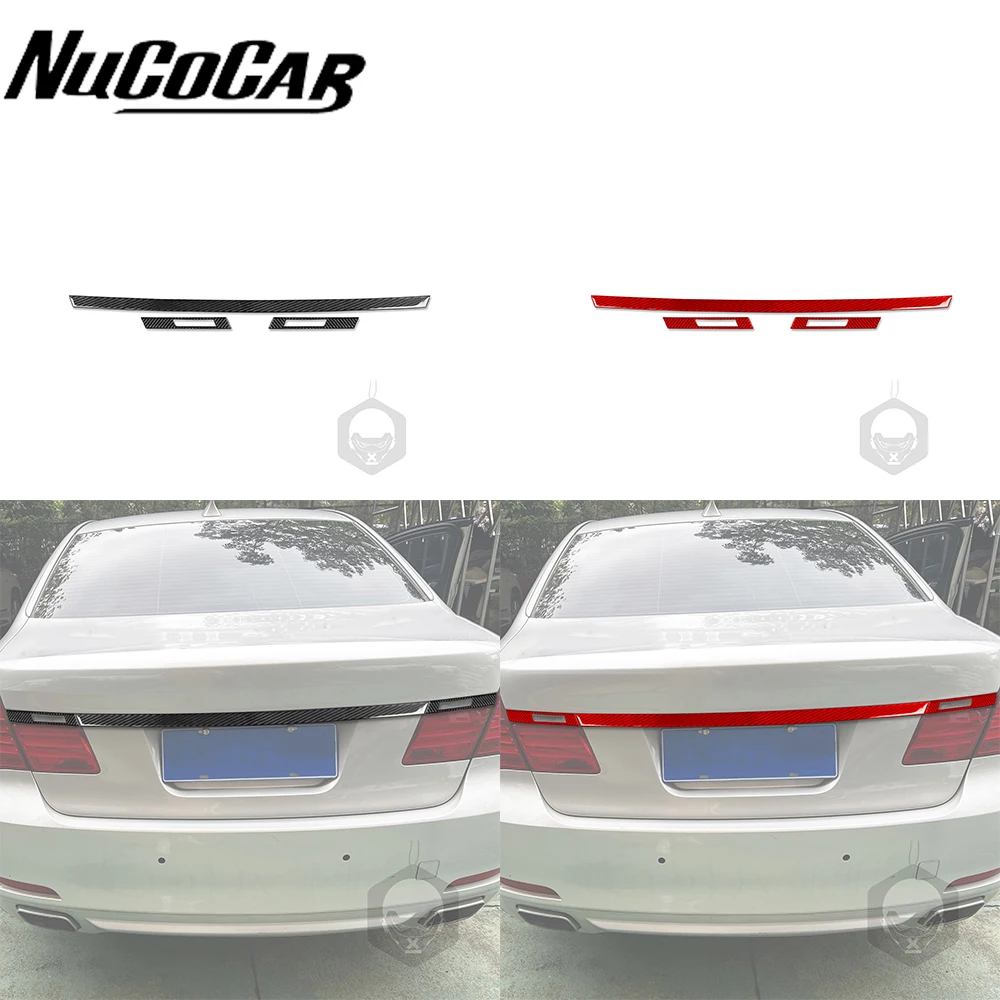 For BMW 7 Series F01 2009-2014 Carbon Fiber Rear Trunk Panel Trim Sticker Cover Car Exterior Accessories Decorative Stickers