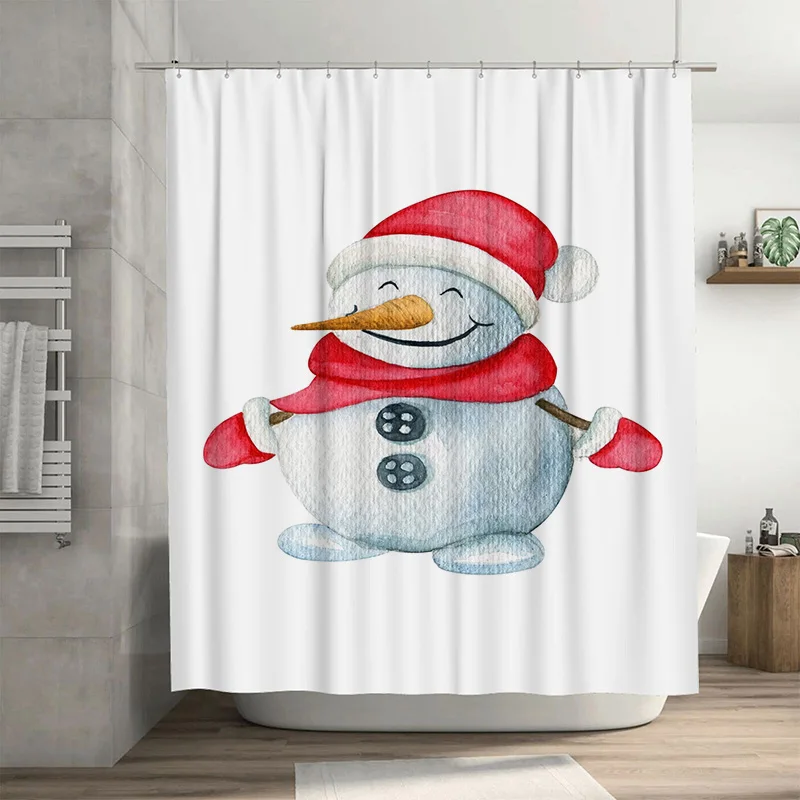 

Tuniu милый снеговик праздничный занавеска для душа водостойкий декор для ванной комнаты тканевый фон
