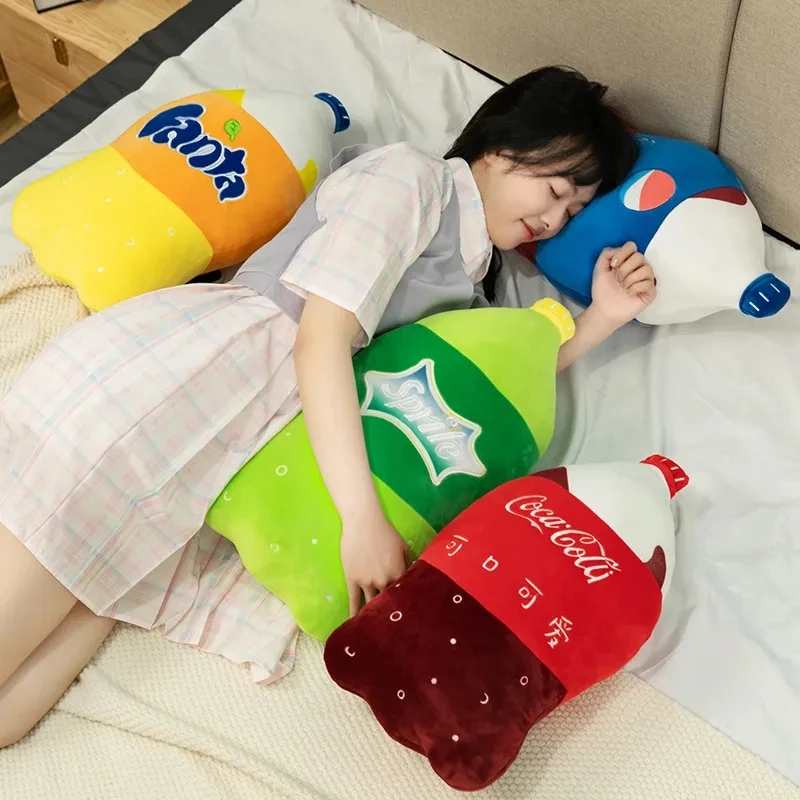 1pc 55cm Simulation Carbonated Drink Plush Pillow Funny Sprite Cola Fanta Soda Soft Stuffed Cartoon Doll Back Cushion Nice Gift