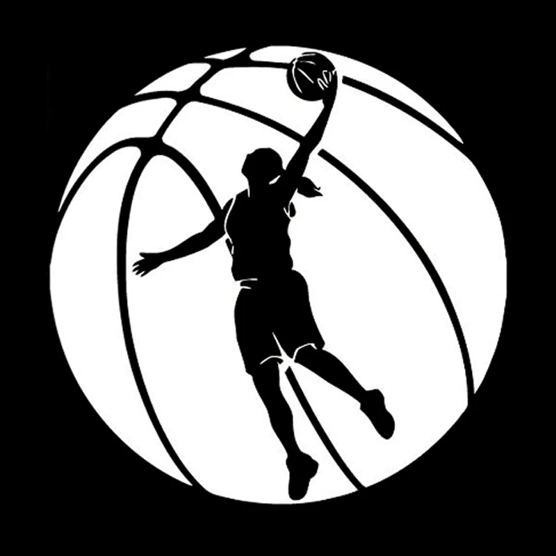 Car Sticker Fashion Sports Girl Basketball Player Car Decorative Sticker Waterproof Cover Scratch Black/White, 12cm*12cm