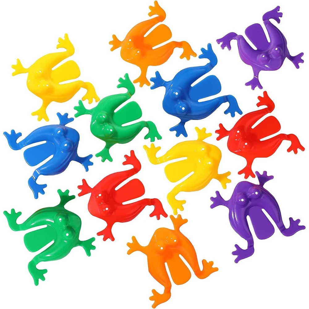 12PCS for Boys Girls Jumping Frogs Toy Assorted Colors Finger Pressing Funny Bouncing Frog Toys Novelty Party Favors Playing