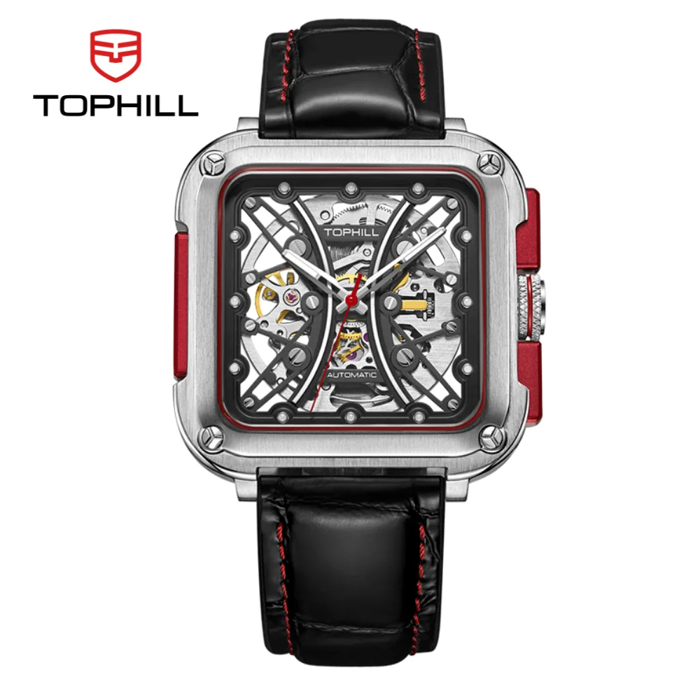 TOPHILL Skeleton Man Watch Automatic Mechanical 42mm 28D0 Hollow Dial Design Sapphire Super Luminous Urban Sports TUT002G