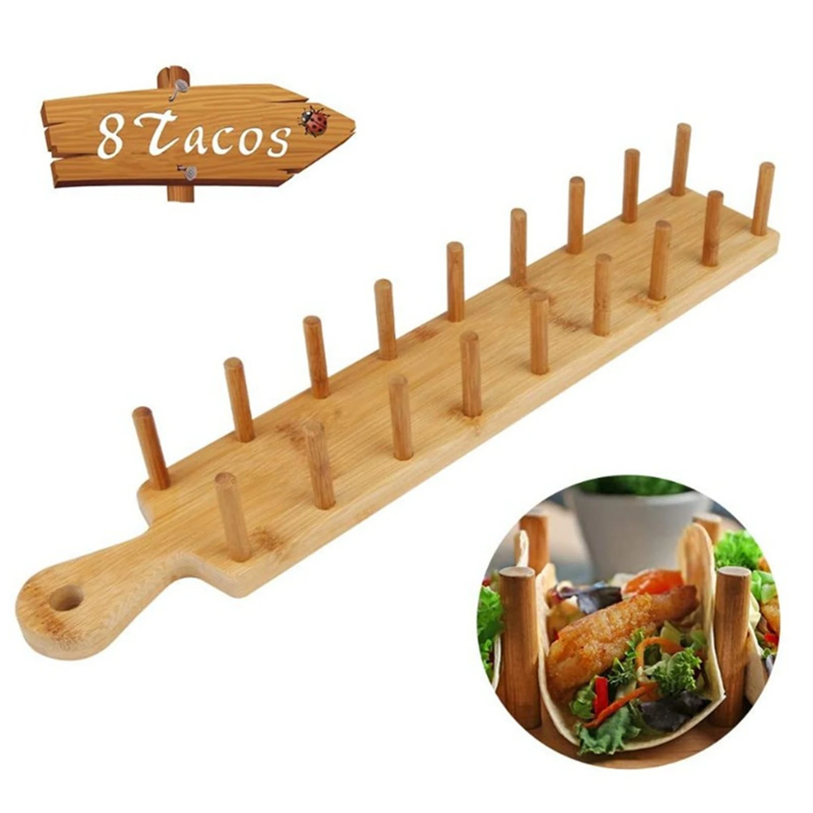 Wood Taco Holder Taco Shell Holder Multifunctional Mexican Rolls Pancake Stand Tray for Home Kitchen Accessories Restaurant