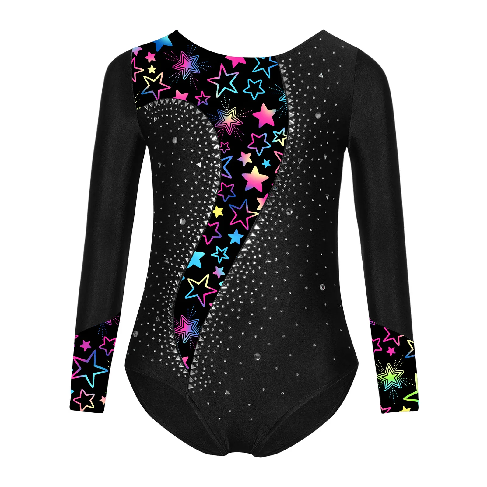 Set di danza classica per ragazze per bambini Body da ginnastica con strass con boxer Abiti a maniche lunghe con bottoni sul cavallo