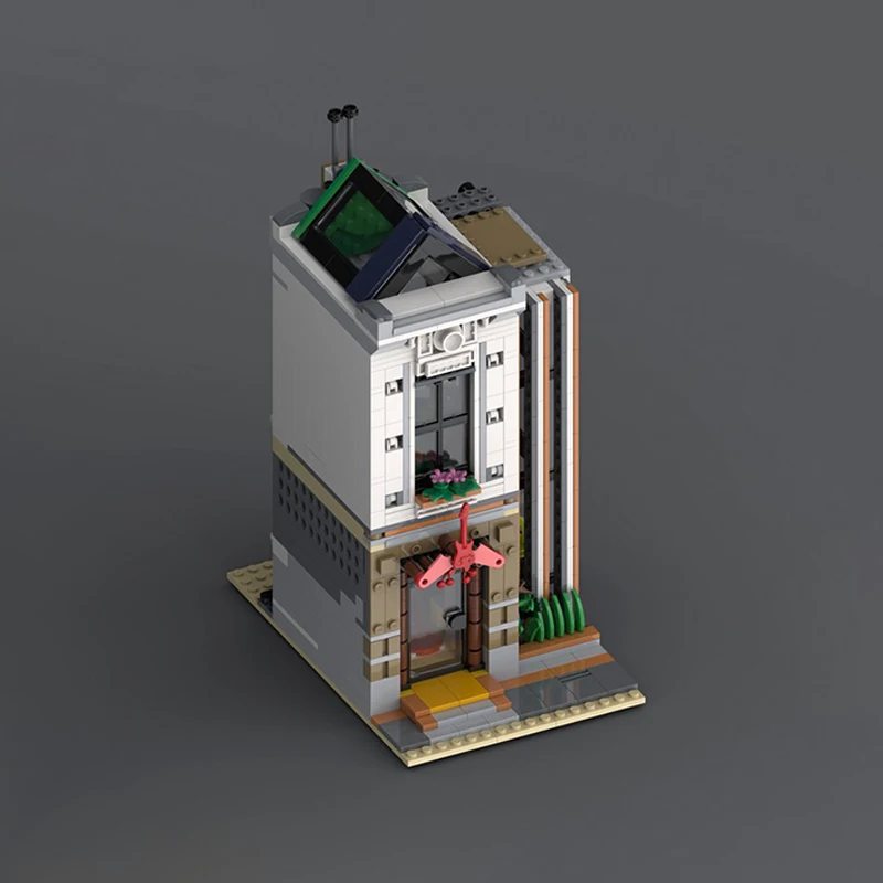 868 PCS Medieval Luxury Record Store Scene Architecture Building Block Customize Diy Education Assembly Kid Toy Birthday Gifts