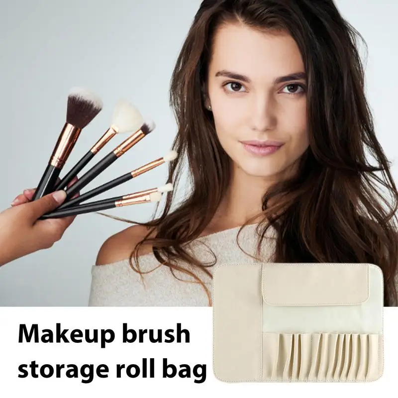 Travel Makeup Brush Holder Portable Brush Case Roll-Up Bag Portable Makeup Brush Roll-Up Bag 12 Slots Zipper Artist Storage