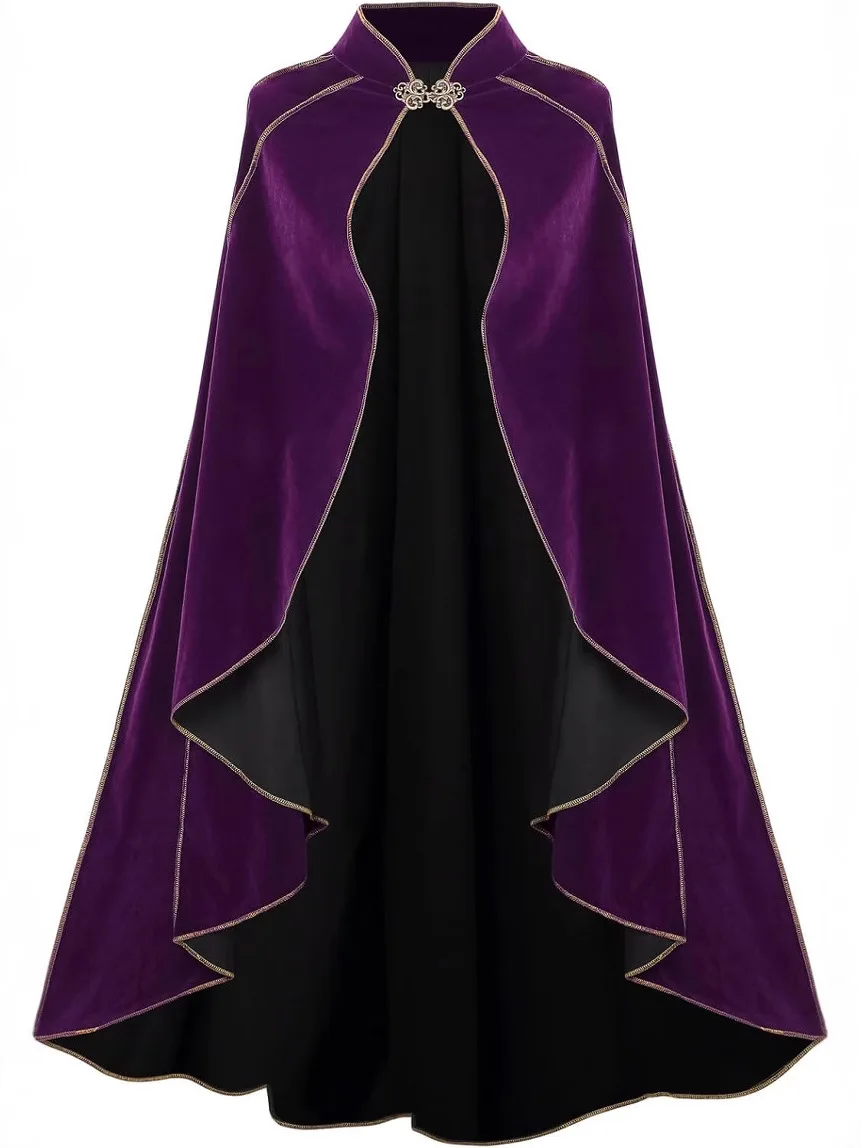 Gold Trimmed Medieval Plush Cloak Vintage Irregular Cape Cloak Cosplay Costume Green Robe New Arrival Carnival Dress Up Party view 4