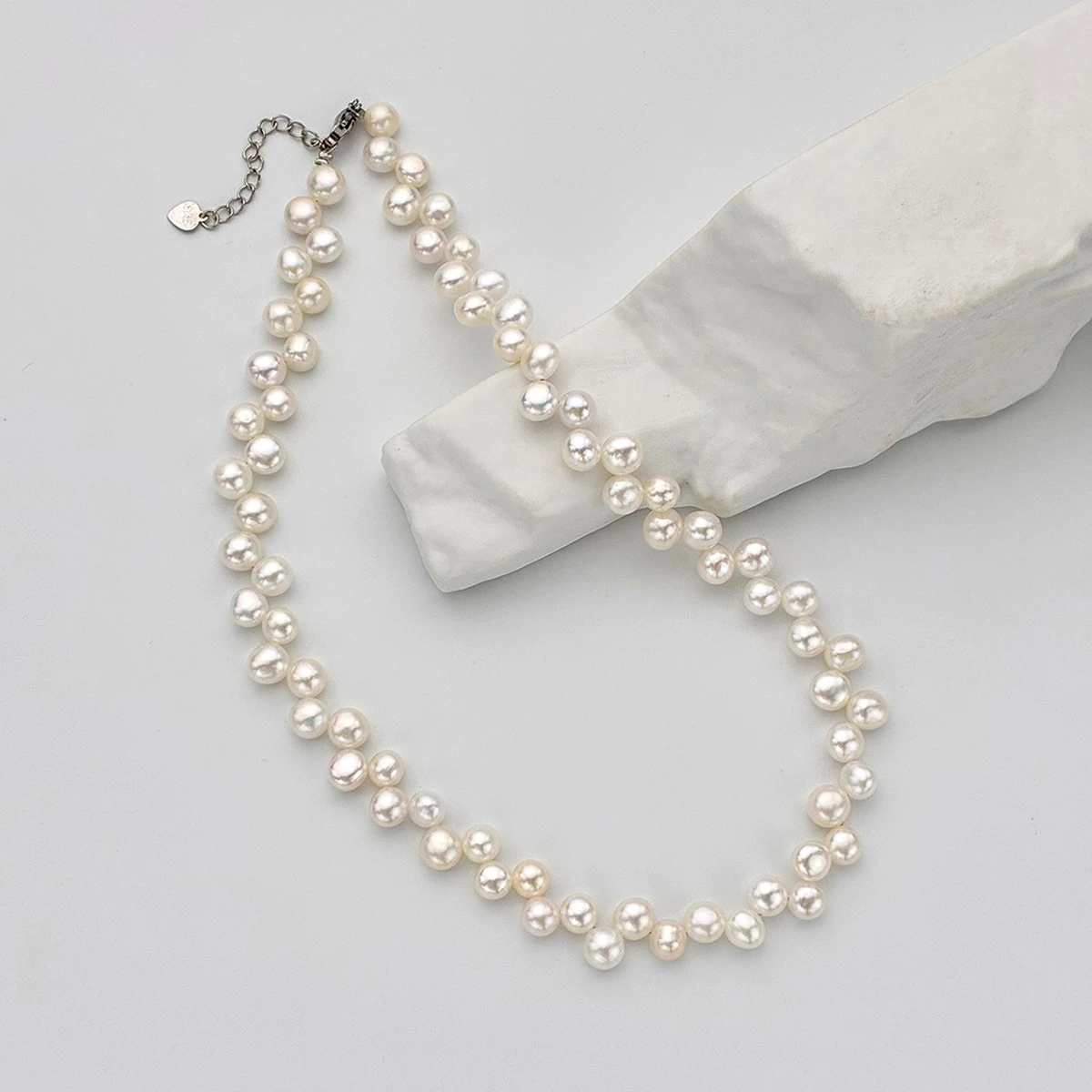 

Real Natural Freshwater Pearl Choker Necklace for Women Girl Gift Exquisite Popular Three-Seven-Hole Bead Pearl Jewelry Necklace