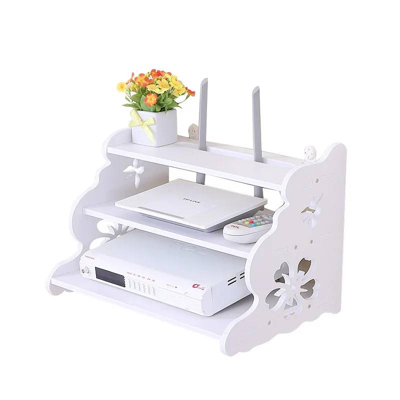 Conjunto de mueble de TV creativo para el hogar, marco de caja superior, estante para enrutador, estante de almacenamiento, pilones de partición para colgar en la pared