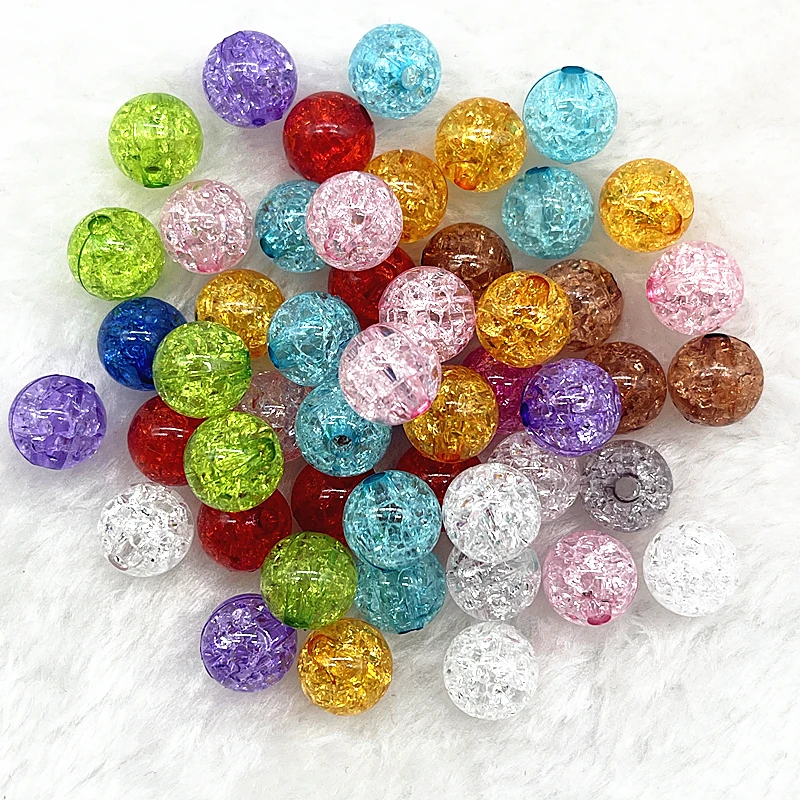 20pcs 12mm  Round Acrylic Crackle Bead Loose Spacer Beads For Jewelry Making DIY Bracelets