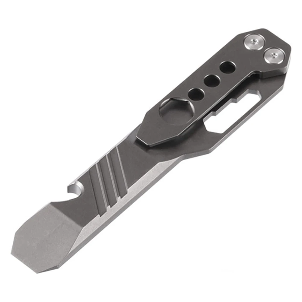 

Multi-Functional Titanium Pry Bar,Pocket Pry Bar Screwdriver,Bottle Opener Outdoor Tool Wrench. (Stone Washed Gray)