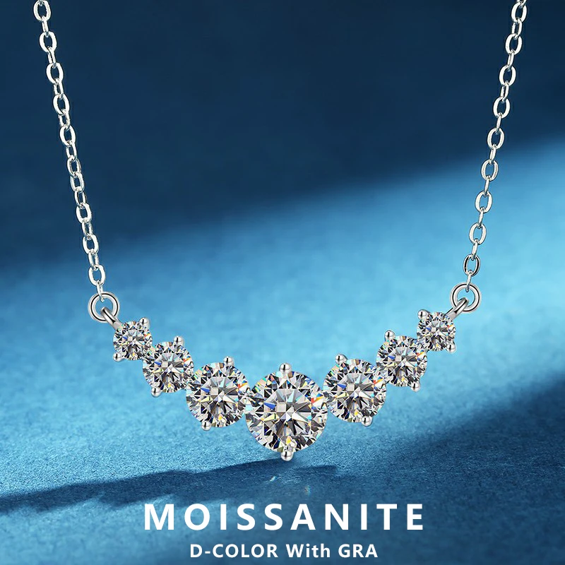 

Lnngy 5mm 6.5mm 8mm Moissanite Necklace With Certificate 925 Sterling Silver Pendant Necklaces For Women Sparkling Jewellry Gift