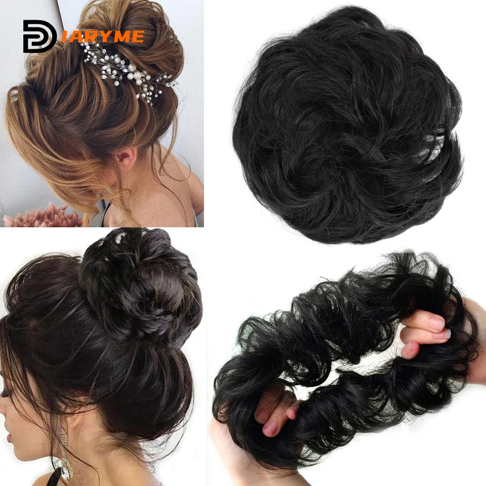 Synthetic Chignon Extension Messy Curly Chignon Hairpiece Hair Extensions Elastic Hair Rope Rubber Band Hair Accessories For Wom