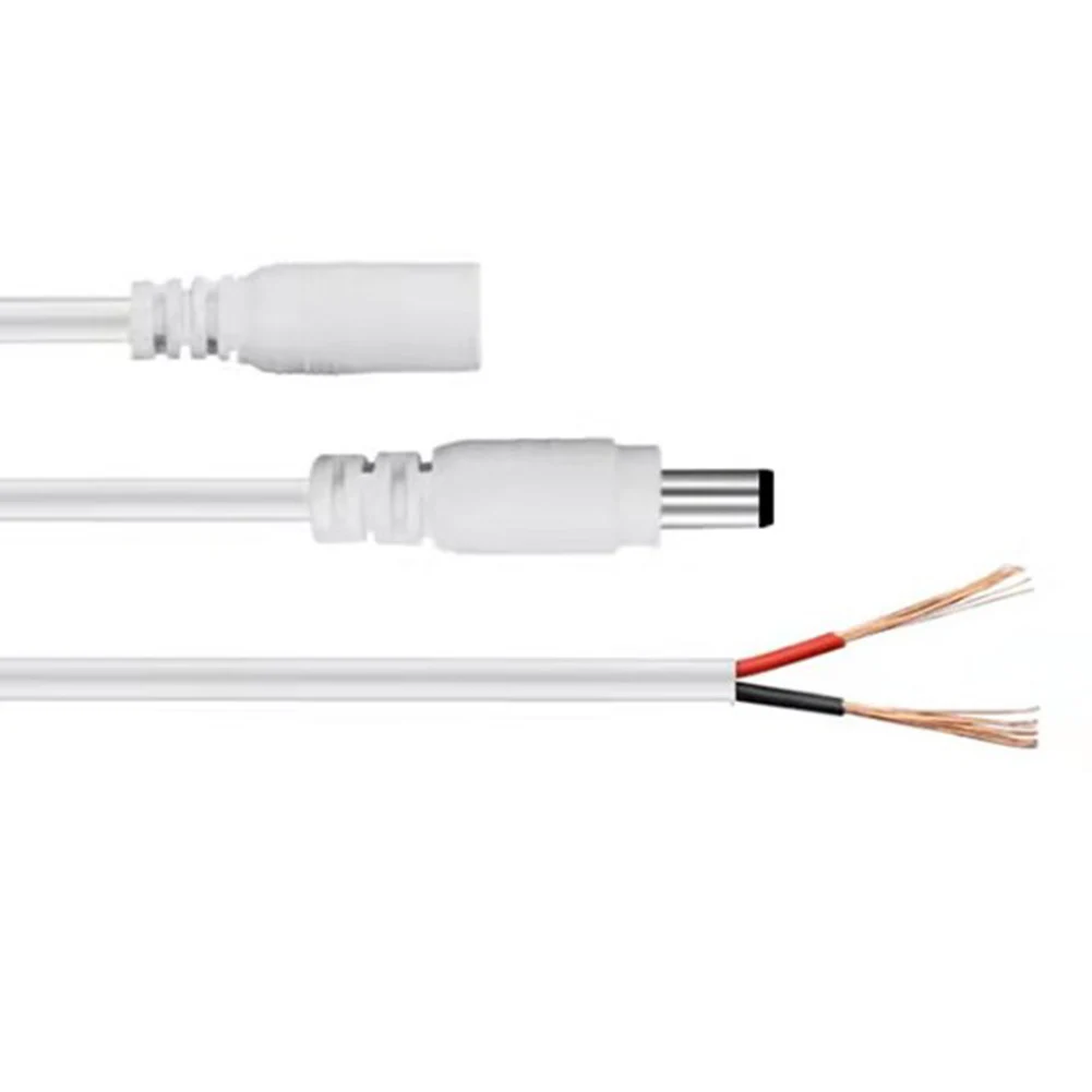 White 12V DC Extension Cable 5.5mm X 2.1mm Pure Copper Power Cord For LED Strip Security Camera Router Electrical Supplies