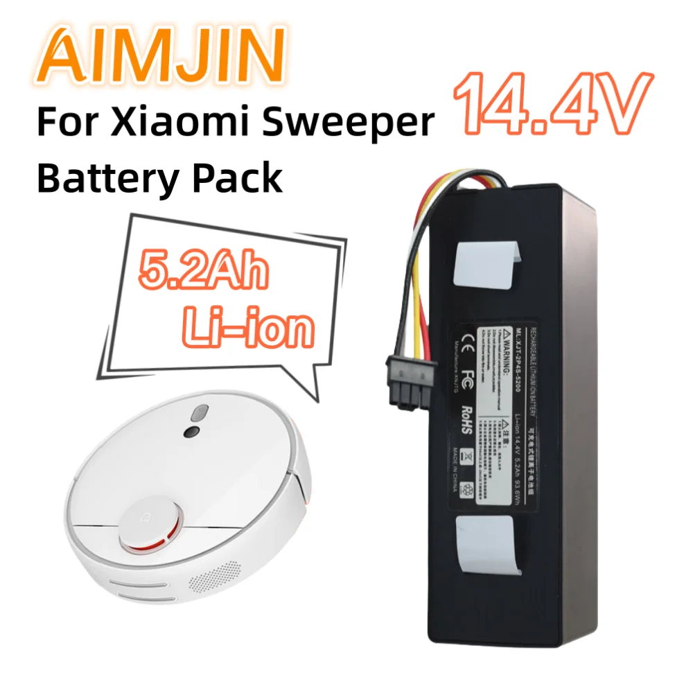 

14.4V 5200mAh rechargeable lithium-ion battery pack suitable for Xiaomi S50 S51 S55 sweeping machine battery replacement