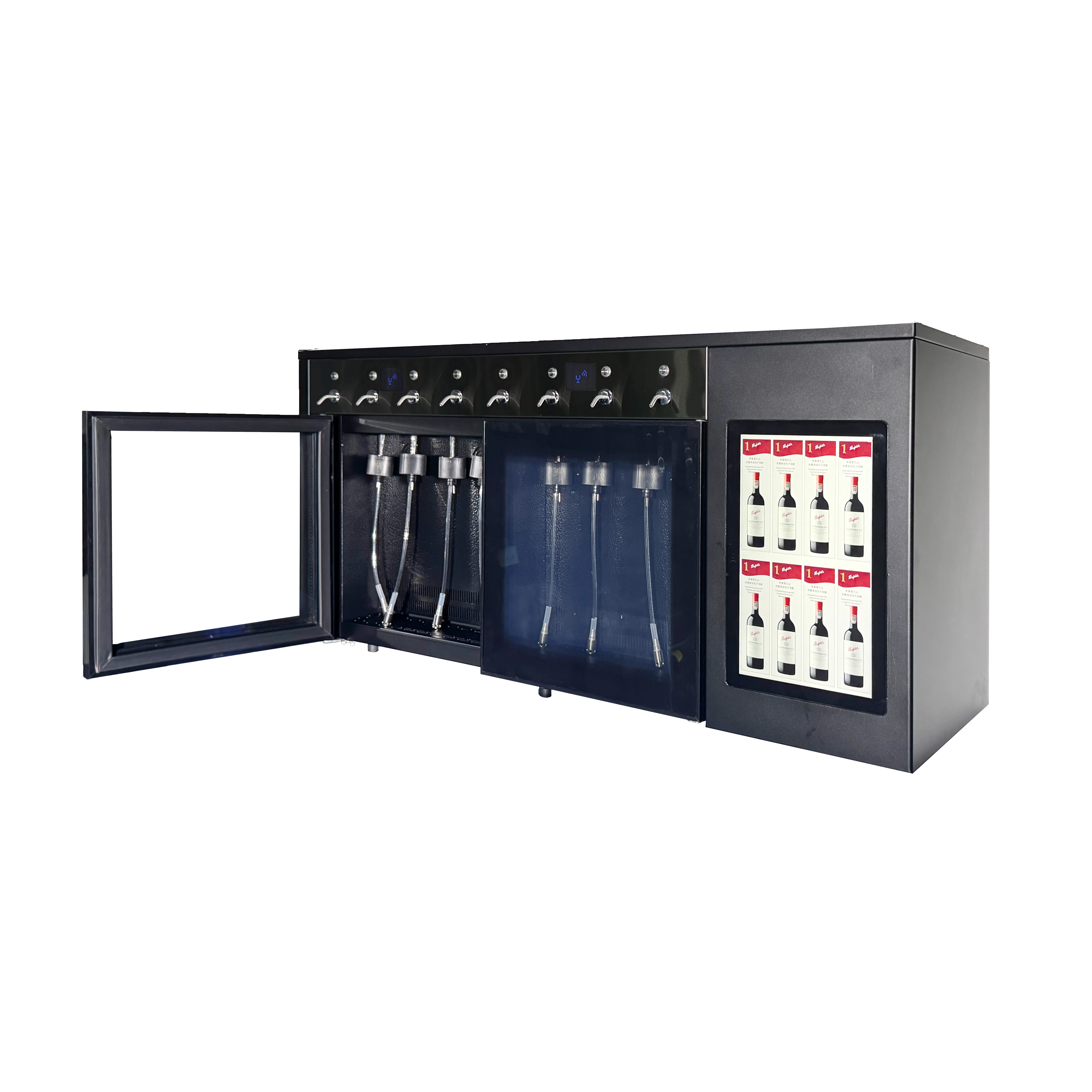 15.6 Inch Smart 8-Bottle Wine Dispenser Machine Digital Red Wine Cooler Automatic Features Stainless Steel Electric for Hotels