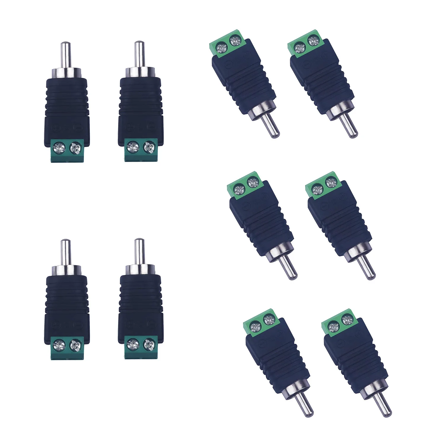 10pcs RCA Phono Male Plug to AV Screw Terminal Connector Solderless Converter Audio Video for Speaker Wire Adapter