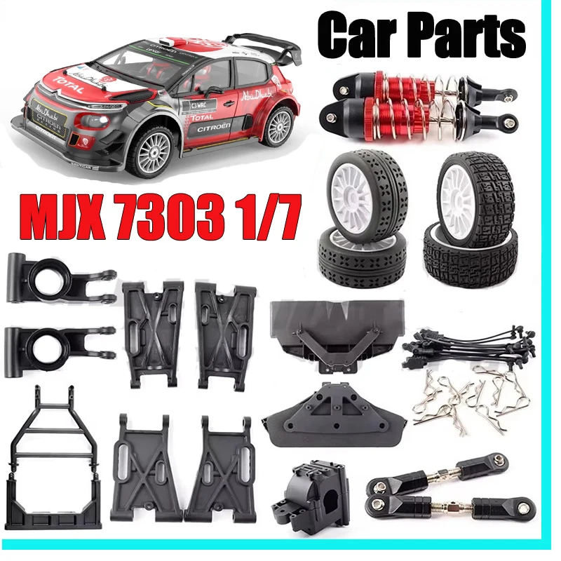 

MJX 7303 1/7 раллийный радиоуправляемый автомобиль, корпус автомобиля, тяга, рулевой механизм, поворотный рычаг, шина, амортизатор, рулевое сиденье, оригинальные аксессуары
