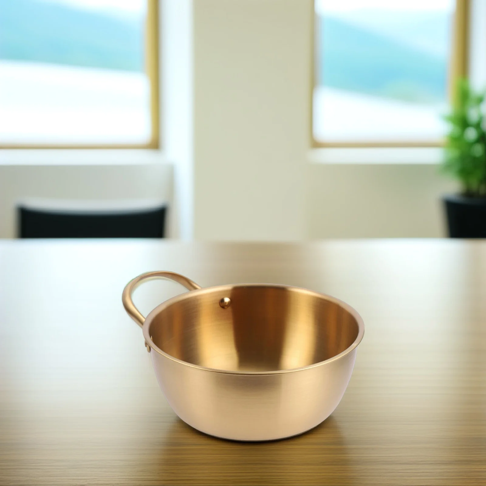 

1pc Stainless Steel Noodle Pot 1.5L Golden Heat Resistant Non Stick Ramen Pan For Kitchen Outdoor Single Ear Soup Cooker