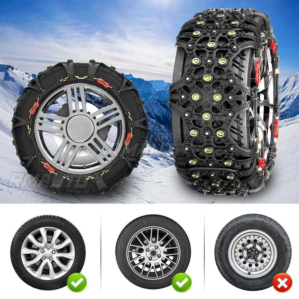 Tire Snow Chains Winter Off-Road Tire Chain for Cars SUV Truck on Snow Ice Anti-Skid Belts Tyre Chain Car Accessories