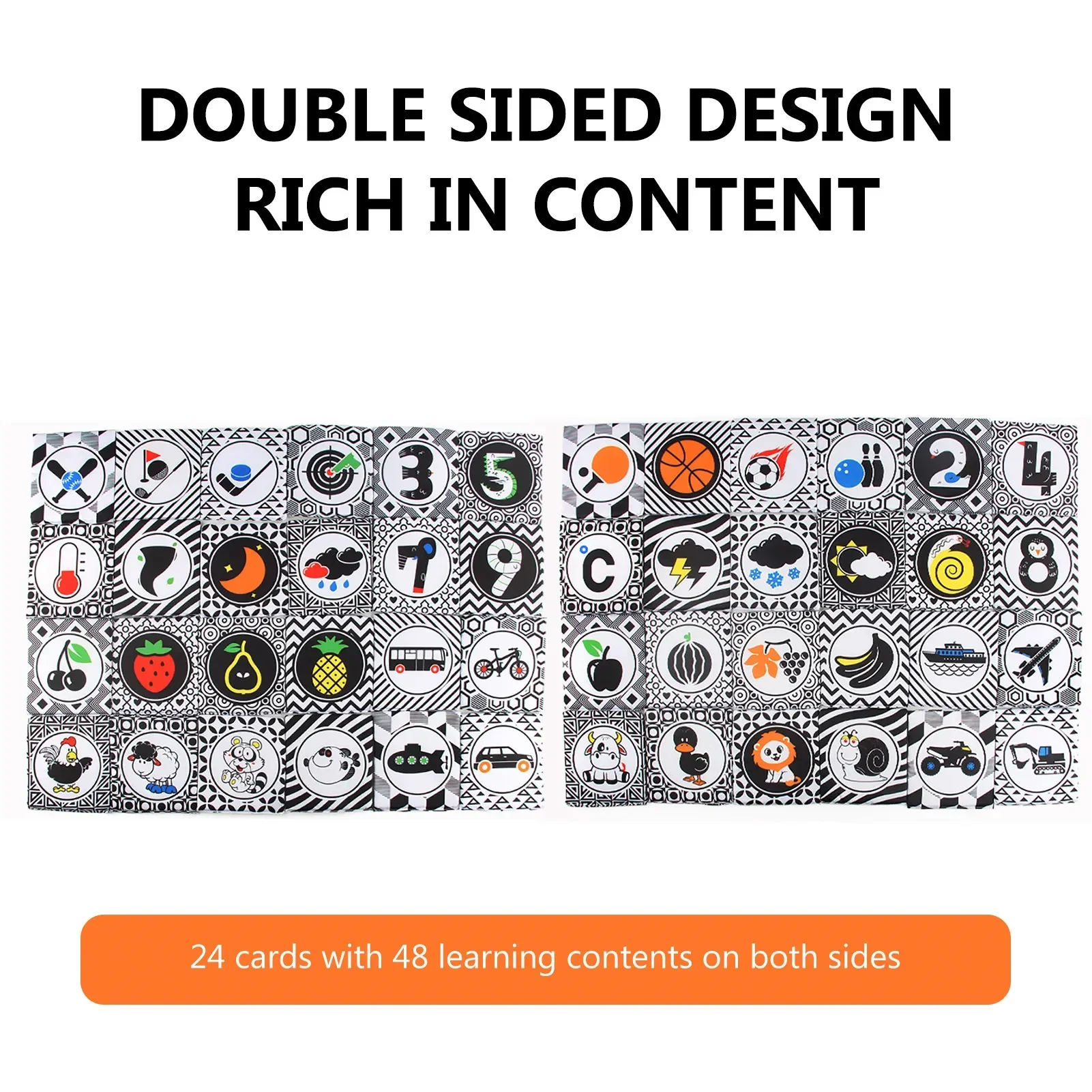 Baby-Stoffbuch, Intelligenz, Spaß, Alphabet-Karte, weiches, tragbares Set aus schwarz-weißem Stoffbuch, Bildungsspielzeug, Geschenk für Neugeborene