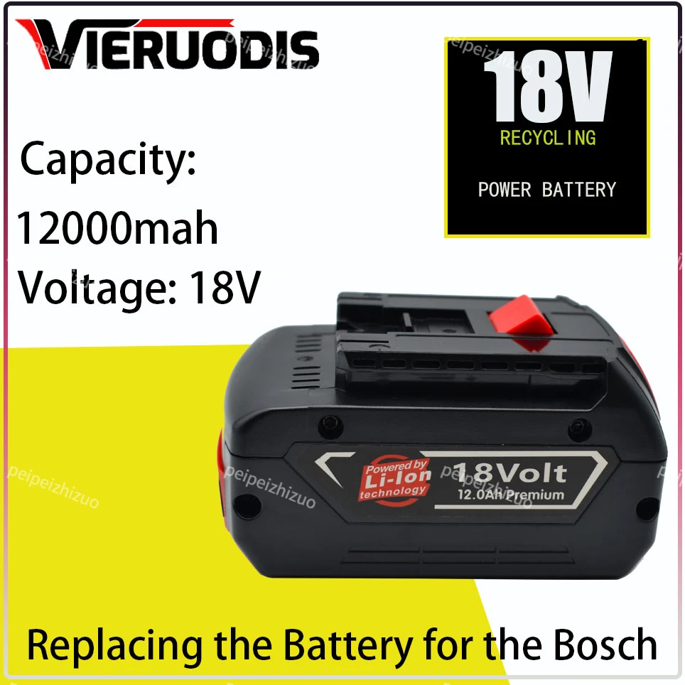 

For Bosch18V Battery 12.0Ah Lithium Ion Power Tool Rechargeable Battery Electric Drill Suitable For Models BAT609,BAT618, BAT610