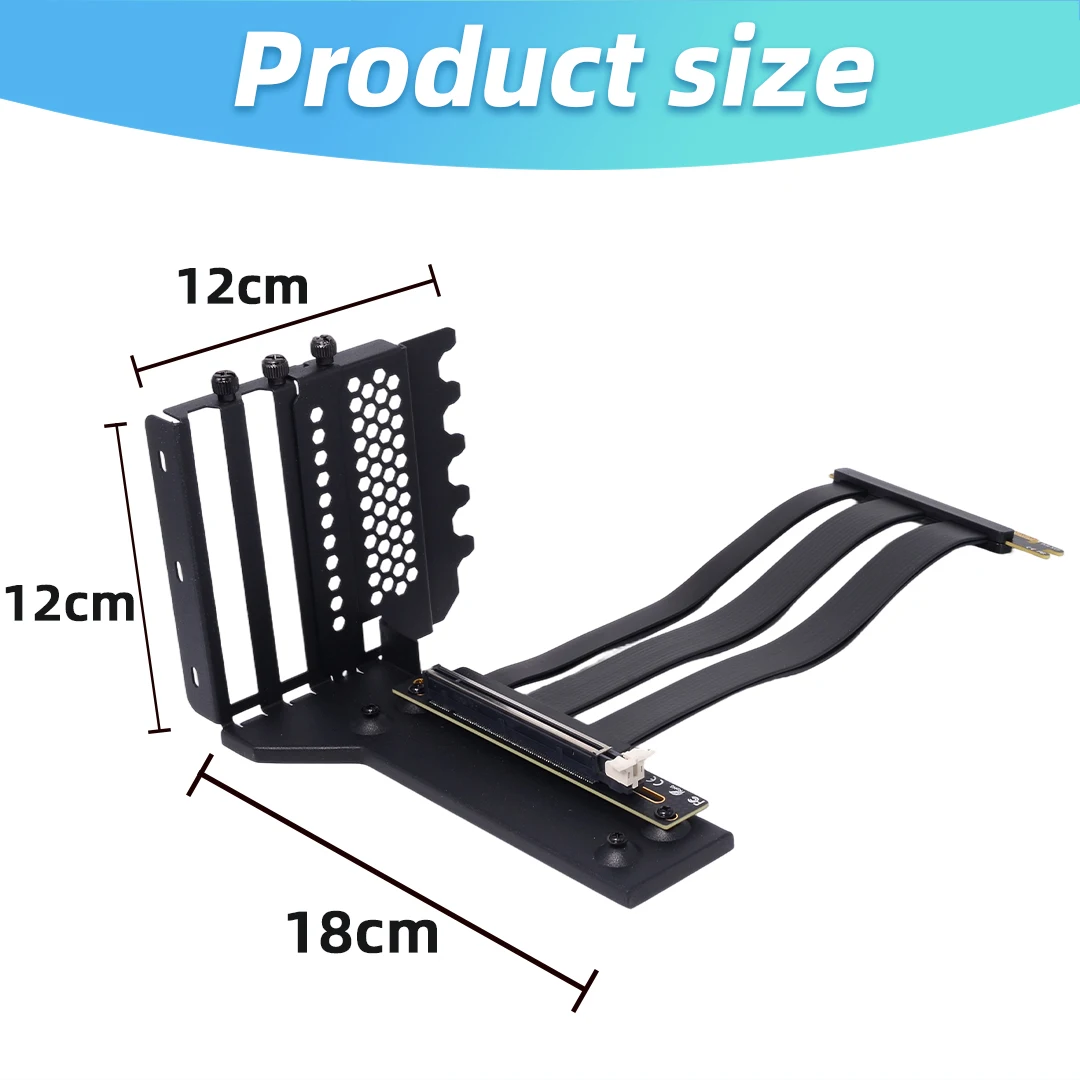 Vertical GPU Mounting Bracket Graphics Card Holder Kit PCIE 5.0 / 4.0 / 3.0 X16 Anti-interference Riser Cable 90 Degree 3 Levels