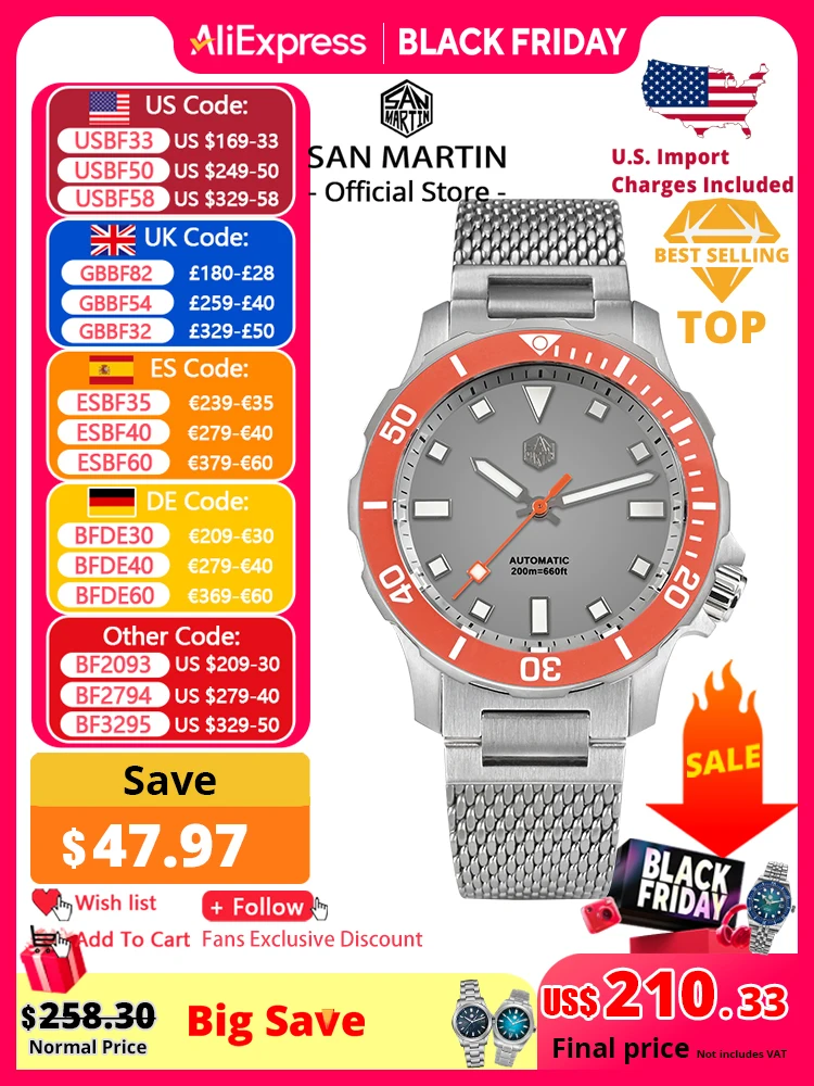 San Martin diseño Original Diver 39,5mm V2 reloj para hombre NH35 reloj mecánico automático pulsera milanesa impermeable 200m luminoso