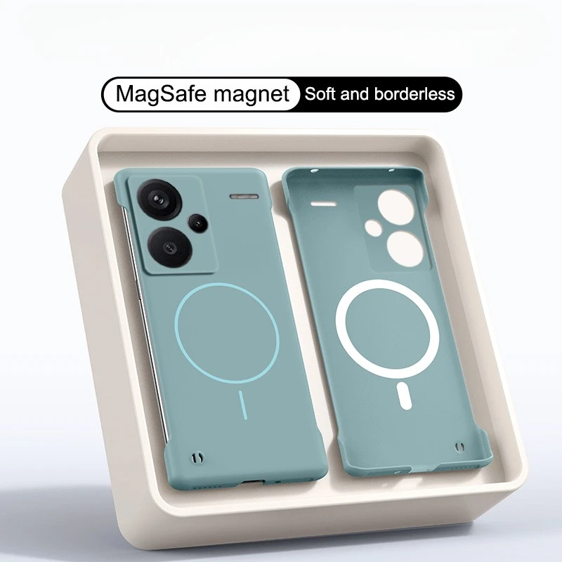 Frameless for Magsafe Matte Skin Case for Redmi Note 13 Pro+ Cover for Redmi Note13 4G 13pro 5G Ultra Thin Bezel-less PC Shell