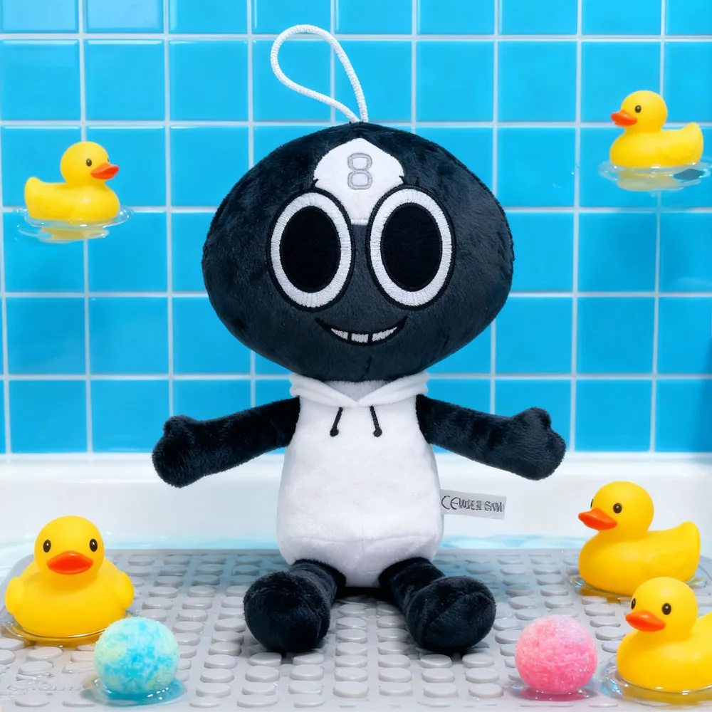 دمية كرتونية من القطيفة رقم 8، لعبة محشوة باللونين الأبيض والأسود مع عيون كبيرة، لعبة أطفال قطيفة ناعمة وتمثال قابل للجمع