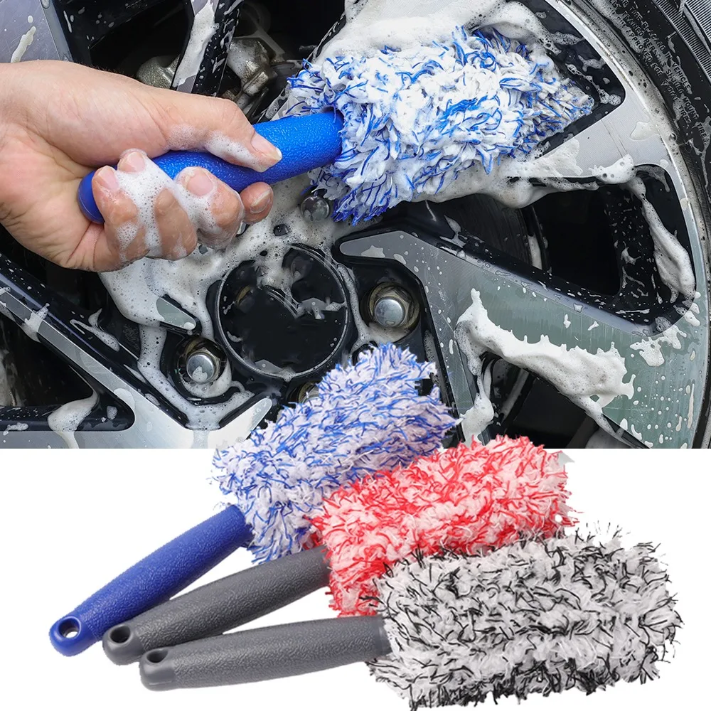 

Microfiber Car Cleaning Long Handle Tire Brush Plush Tire Brush Car Wash Super Premium Wheel Brush Non-Slip Car Accessories