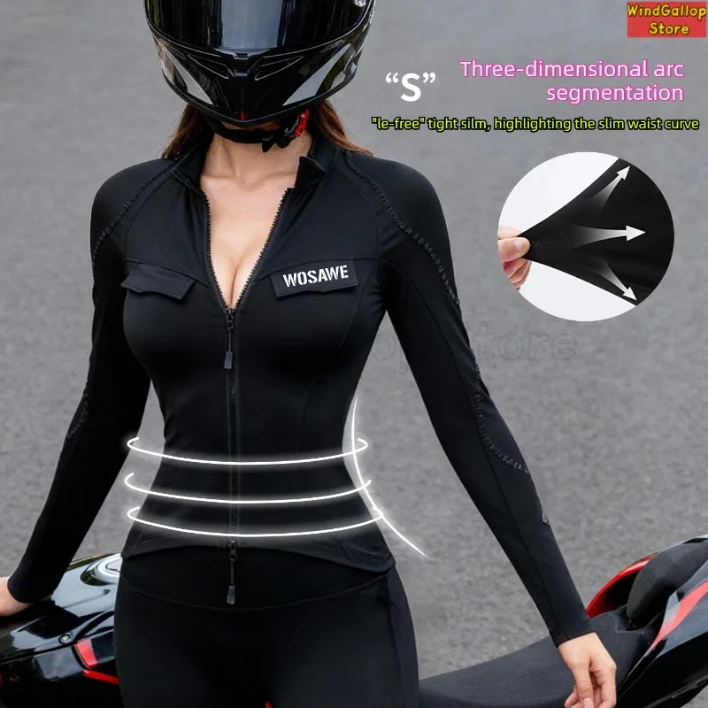 Motorcycle riding clothes for women thin and breathable motorcycle soft armor equipment tight fitting knight jacket