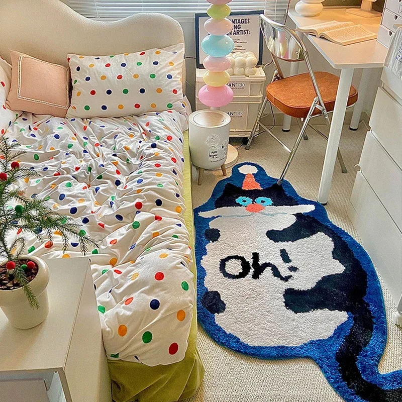 Cartoon Cat Carpets Kawaii Irregular Carpet Bedroom Bedside Rugs Girls Room Bedside Floor Mats INS Large Carpet Kids Playmats 러그