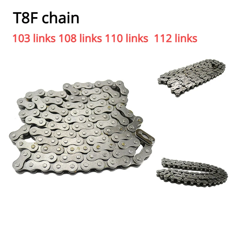 T8F-Kette mit Ersatz-Hauptglied für Mini-Dirt-BIKE Quad ATV 47 cc 49 cc Minimoto Pocket Bikes 103 Glieder 108 Glieder 110 Glieder