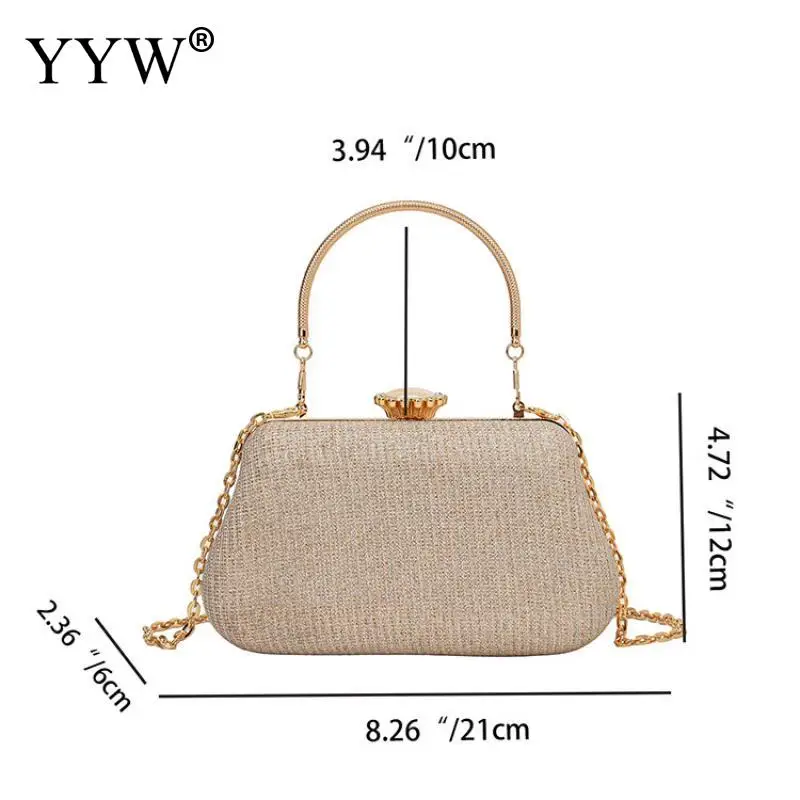 Elegant Metal Top Handle Women Clutch Handbag Bling Glitter Diamond Matte PC Evening Messenger Purse Lady Crossbody Shoulder Bag