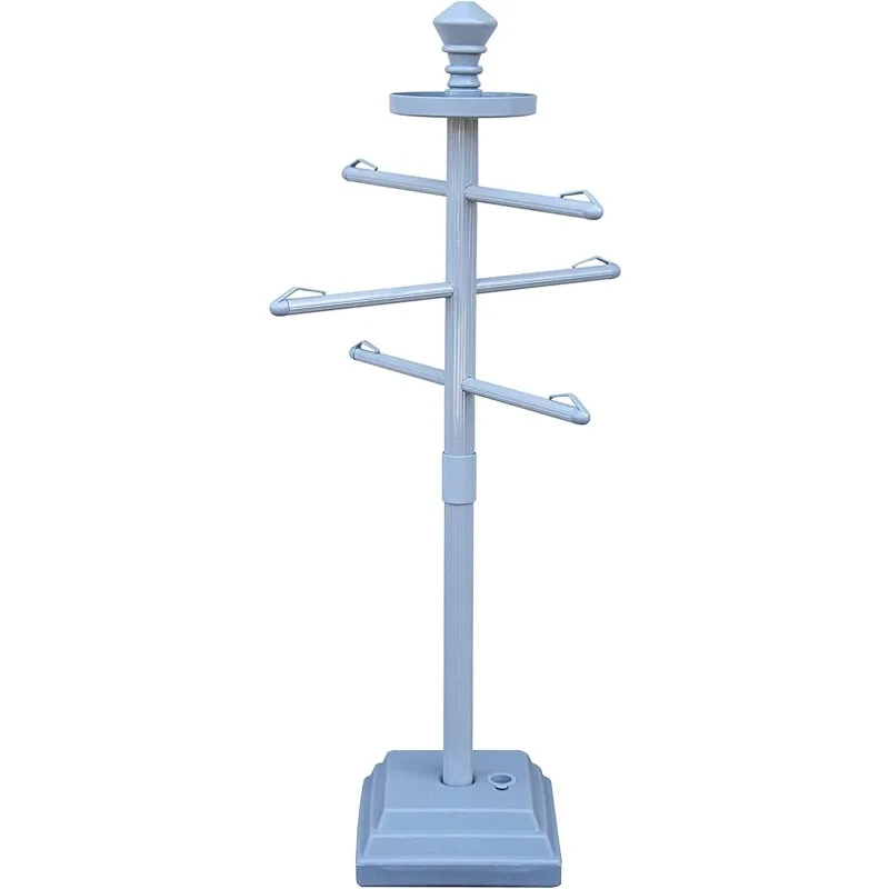 

89033 Premium Free Standing Poolside Valet Towel Rack Adjustable With Water Weighted Base Three Arms Secure Clips For