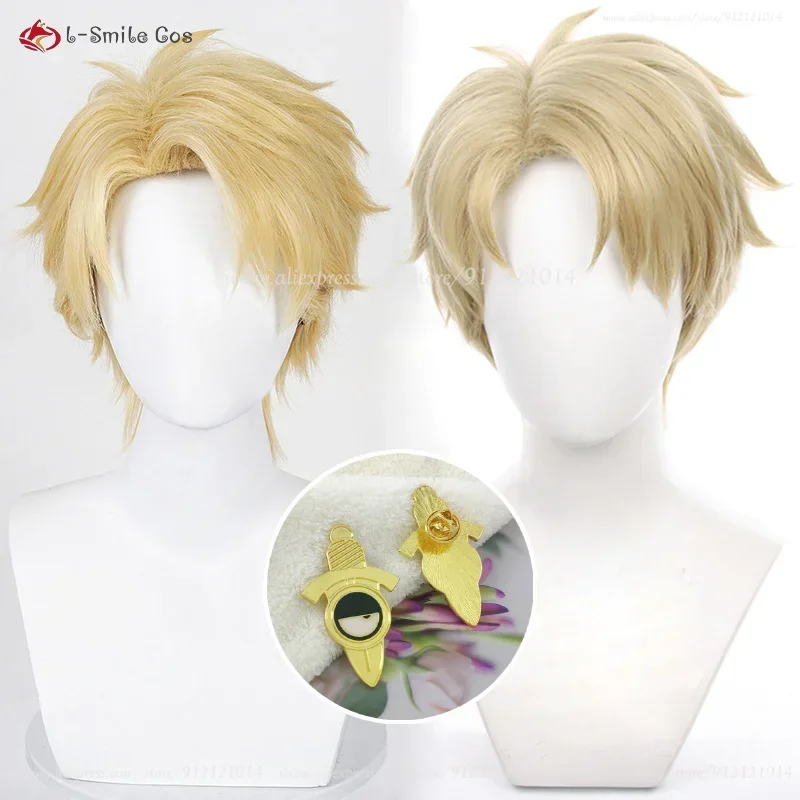 2 Types Anime Cosplay Loid Forger Wig Short Yellow/Linen Hair Heat Resistant Synthetic Halloween Party Man Wigs Brooch   Wig Cap