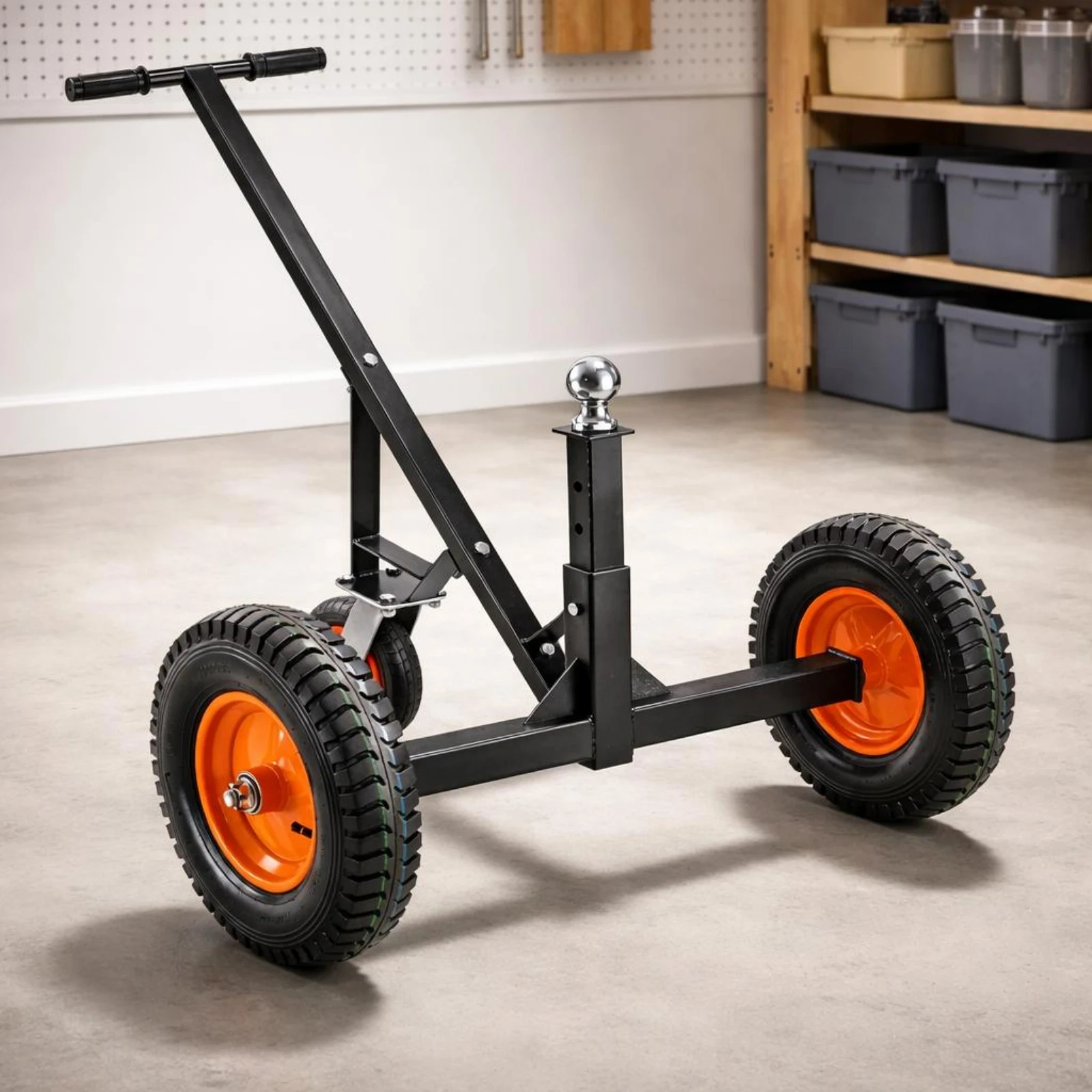 Hauling Mover Dolly Rubber Tires Adjustable Hauling Dolly Vehicle Tool Black Metal Frame Stable Wheelbase